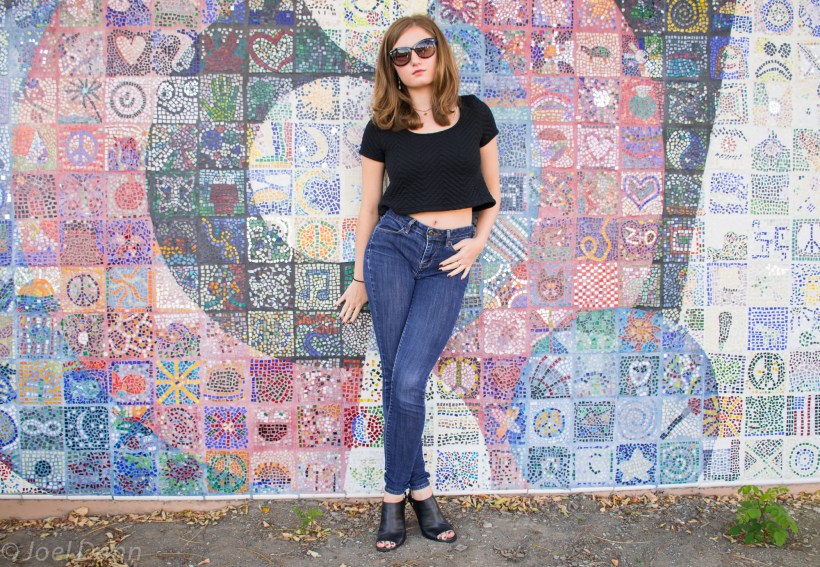 Crop Top, High Waisted Jeans, Peep Toe Heels