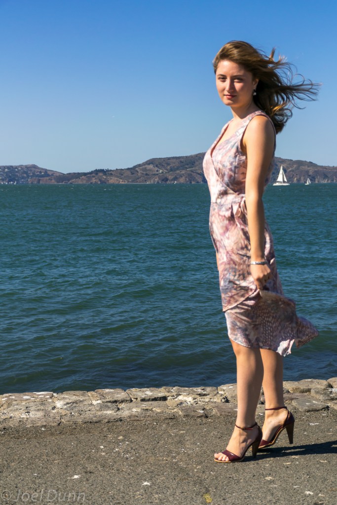 Forever 21 fancy dress, red heels, sundance watch & pearls