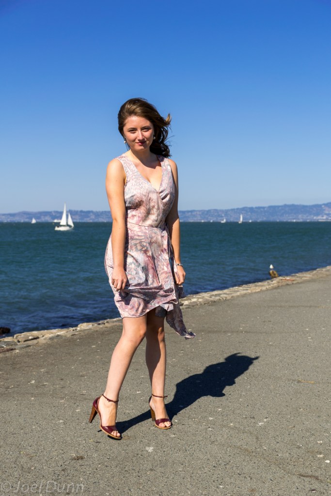 Forever 21 fancy dress, red heels, sundance watch & pearls