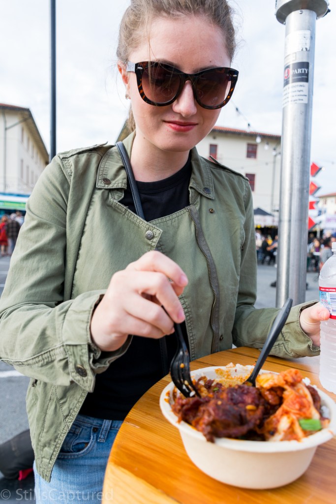 Off The Grid SF, H&M jacket, Black Pocket T-Shirt, Boyfriend Jeans, Peep-Toe Mule Heels, Sunnies, Cross-Body Leather Purse