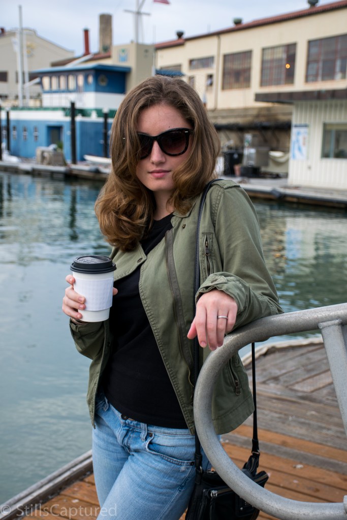 Off The Grid SF, H&M jacket, Black Pocket T-Shirt, Boyfriend Jeans, Peep-Toe Mule Heels, Sunnies, Cross-Body Leather Purse