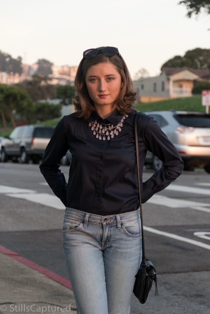 Forever 21 statement necklace, Uniqlo satin button down, lucky boyfriend jeans, American Eagle polka dot sneakers, Nordstrom sunnies,The Sak bag
