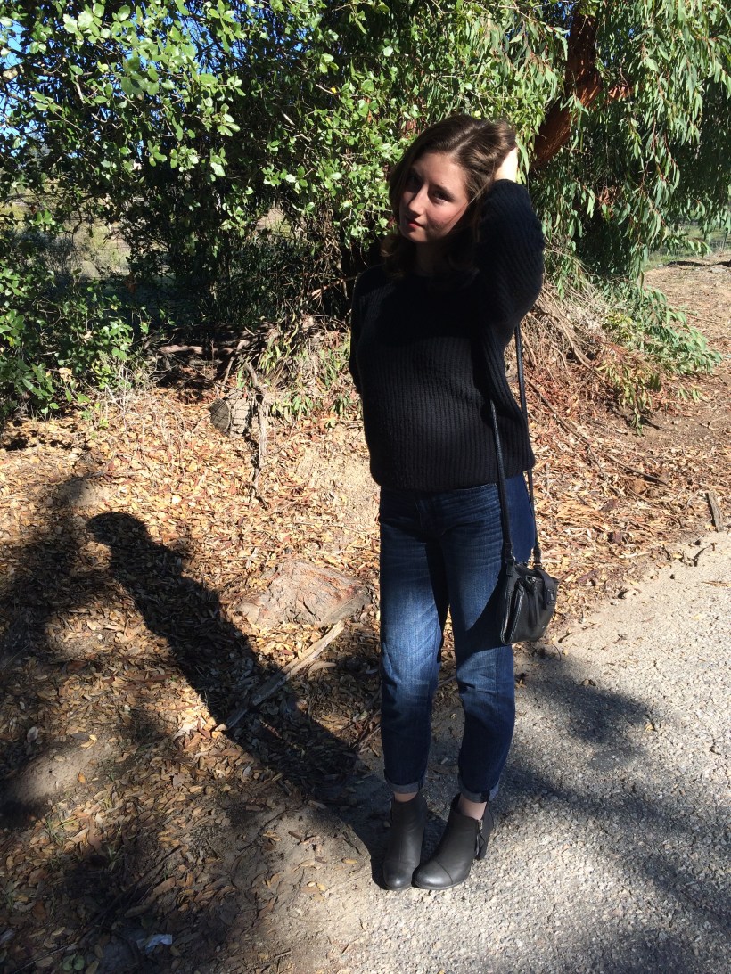 Comfy Sweater, Boyfriend Jeans, Booties