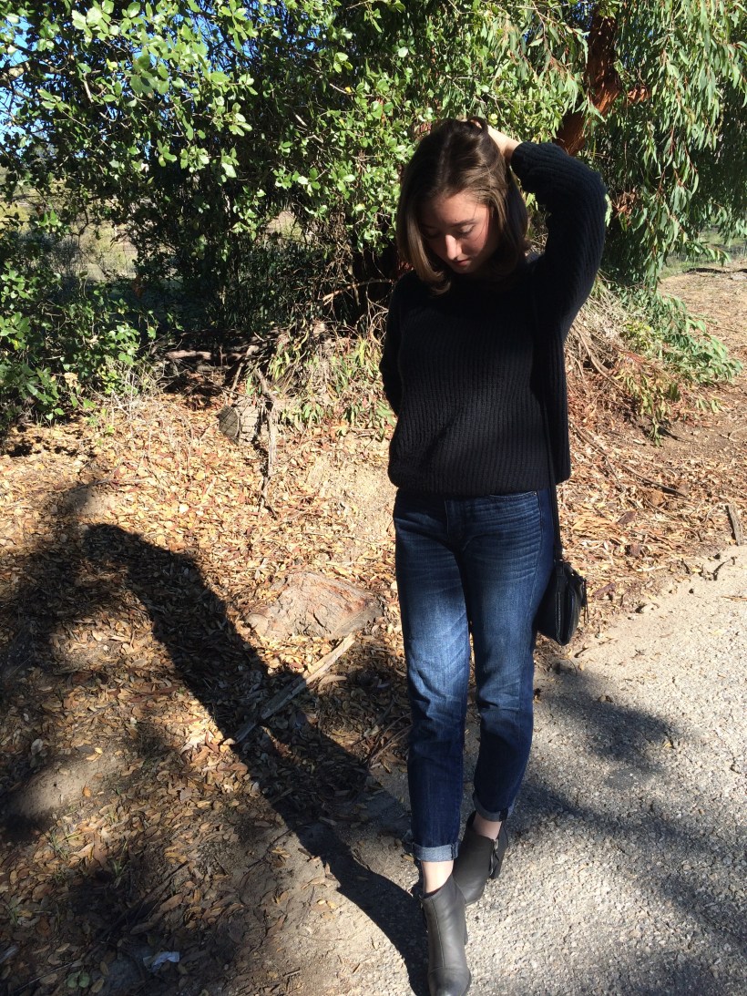 Comfy Sweater, Boyfriend Jeans, Booties