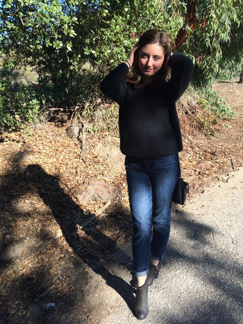Comfy Sweater, Boyfriend Jeans, Booties