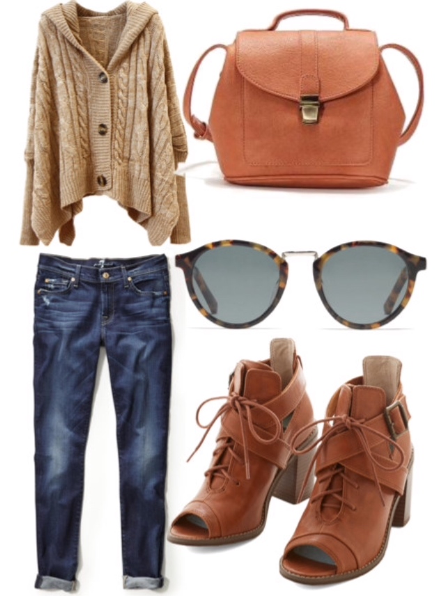 tan sweater, tan booties, tan backpack, boyfriend jeans