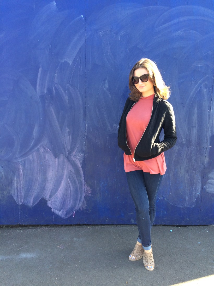Urban Top, Gap Jacket, Levi's Jeans, Nordstrom Sunnies, Very Volatile Los Angeles Shoes