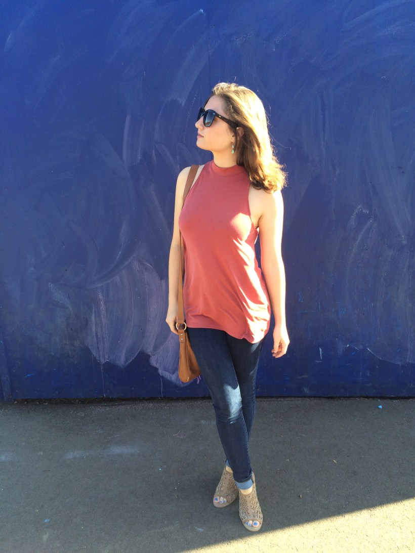Urban Top, Gap Jacket, Levi's Jeans, Nordstrom Sunnies, Very Volatile Los Angeles Shoes
