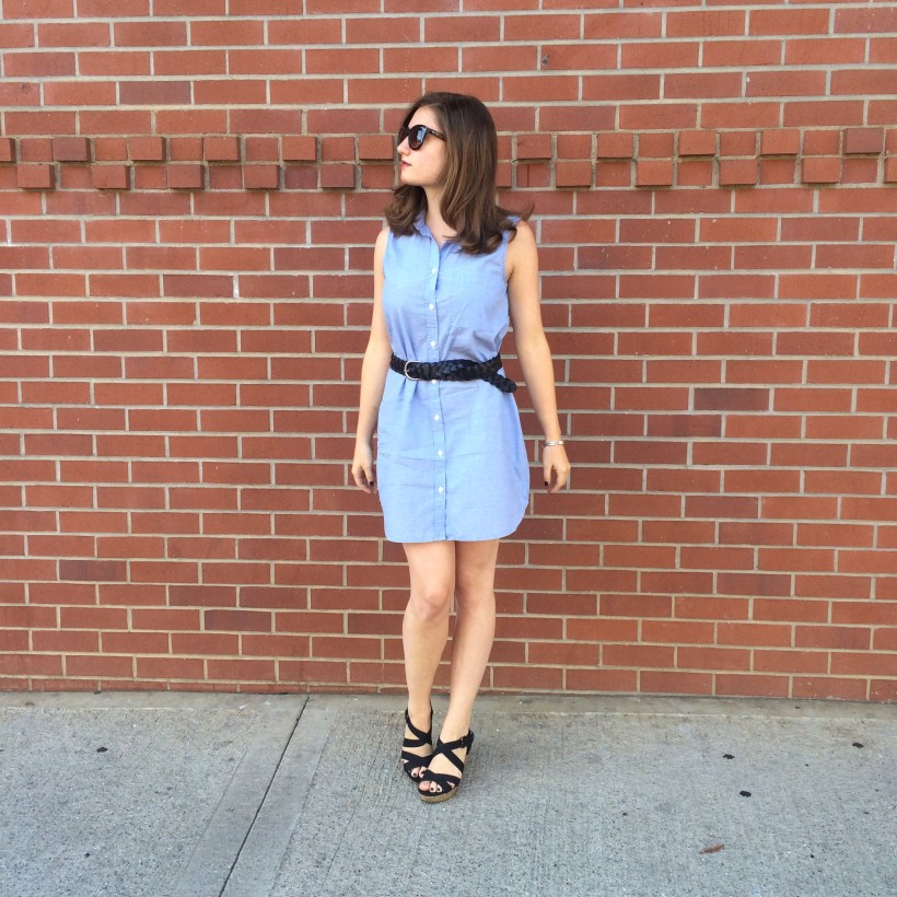 H&M dress, Nordstrom sunnies, American Eagle belt, Montego Bay Club Wedges