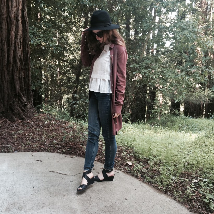 Brandy Hat, Forever 21 Tops, Levis Jeans, Lucky Brand Sandals