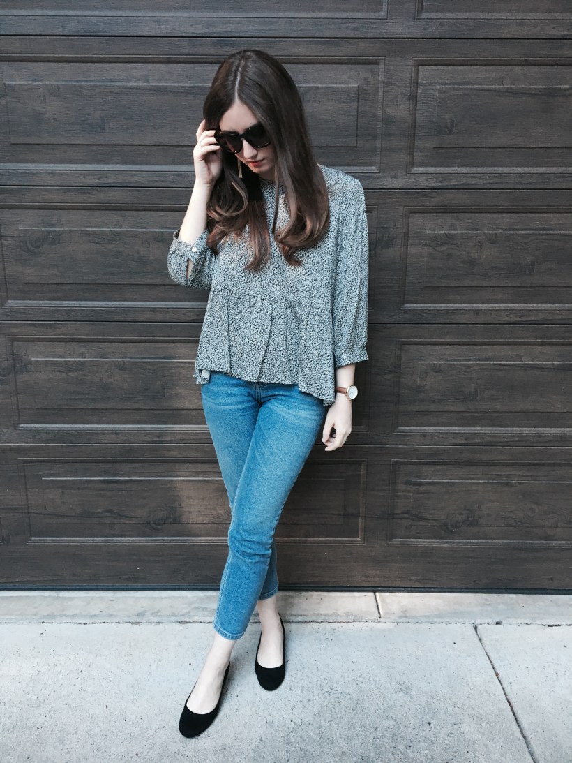 Babydoll Blouse, Cropped Jeans, kitten heel