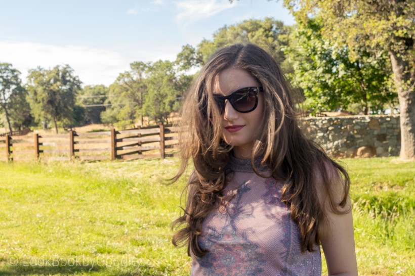 Tank Top, Denim Skirt, Heels, sunglasses