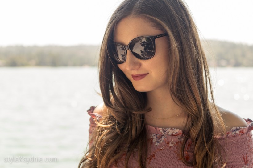 urban outfitters Off the shoulder dress, floral, ootd, pink, summer, blogger, fashion, sunglasses, heels, feminine