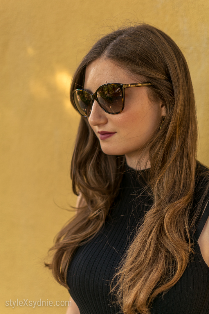 sleeveless turtleneck, jeans, heeled sandals, cat eye sunglasses, nordstrom, ootd, nine west cross body purse, California, blogger, style, fashion