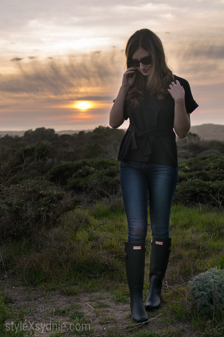 Moss Landing, Monterey, Hunter Rain Boots, Express Top, Sunset