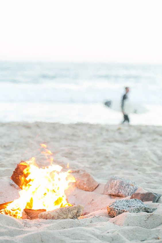 beach, bonfire
